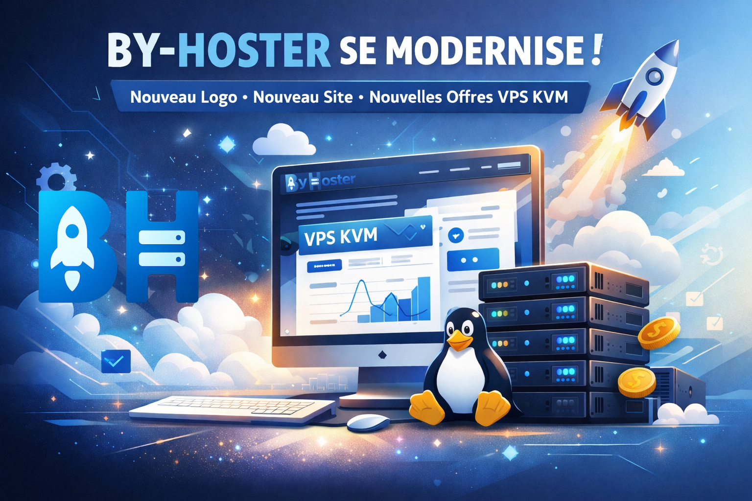 By-Hoster se modernise : nouveau logo, nouveau site et nouvelles offres VPS KVM — By-Hoster